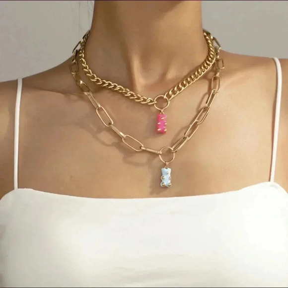 🆕Cute Fashion Bear Pendant Multi-layer Necklace🆕 - Picture 1 of 7